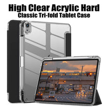Load image into Gallery viewer, iPad case Folding Stand Transparent Acrylic Hard Tablet Case iPad Cover Casing With Foldable Holder