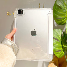 Load image into Gallery viewer, iPad case Folding Stand Transparent Acrylic Hard Tablet Case iPad Cover Casing With Foldable Holder