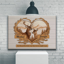 Load image into Gallery viewer, Deer Love Mountains 2 Names Premium Canvas
