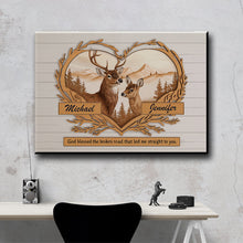 Load image into Gallery viewer, Deer Love Mountains 2 Names Premium Canvas