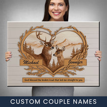 Load image into Gallery viewer, Deer Love Mountains 2 Names Premium Canvas