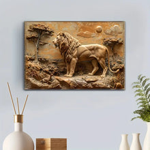 Load image into Gallery viewer, 1pc 2D Wooden Framed Canvas Painting Lion Wall Art Prints For Home Decoration, Living Room & Bedroom, Festival Party Decor, Gifts, Ready To Hang