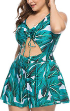 Load image into Gallery viewer, Hot Sale Plus Size Tankini Swimsuits for Women Two Piece Swim Dress Flare Flowy Bathing Suits