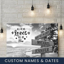 Load image into Gallery viewer, Beach Palm Tree All of Me Loves All of You Multi-Names Premium Canvas