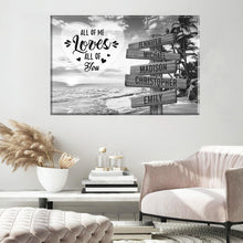 Load image into Gallery viewer, Beach Palm Tree All of Me Loves All of You Multi-Names Premium Canvas
