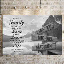 Load image into Gallery viewer, Canyon Dock "Being A Family Means You Will Love And Be Loved" Multi-Names Premium Canvas Poster
