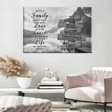 Load image into Gallery viewer, Canyon Dock "Being A Family Means You Will Love And Be Loved" Multi-Names Premium Canvas Poster