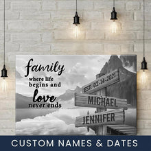Load image into Gallery viewer, Canyon Dock Where Life Begins And Love Never Ends Multi-Names Premium Canvas Poster