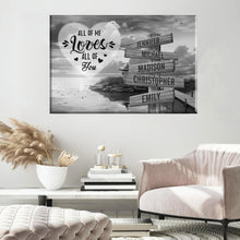 Load image into Gallery viewer, Coast Dusk All of Me Loves All of You Multi-Names Premium Canvas