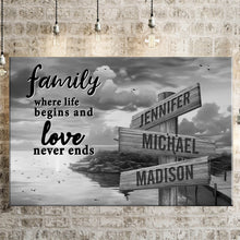 Load image into Gallery viewer, Coast Dusk Where Life Begins And Love Never Ends Multi-Names Premium Canvas Poster