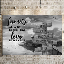 Load image into Gallery viewer, Coast Dusk  Where Life Begins And Love Never Ends Multi-Names Premium Canvas