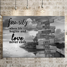 Load image into Gallery viewer, Coast Dusk Where Life Begins And Love Never Ends Multi-Names Premium Canvas Poster