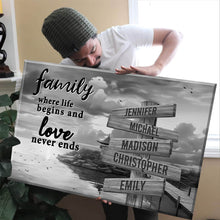 Load image into Gallery viewer, Coast Dusk  Where Life Begins And Love Never Ends Multi-Names Premium Canvas