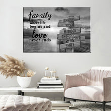 Load image into Gallery viewer, Coast Sunset  Where Life Begins And Love Never Ends Multi-Names Premium Canvas Poster