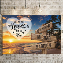 Load image into Gallery viewer, Beach Palm Tree Color All of Me Loves All of You Multi-Names Premium Canvas