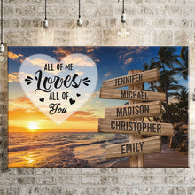 Load image into Gallery viewer, Beach Palm Tree Color All of Me Loves All of You Multi-Names Premium Canvas