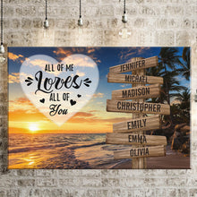 Load image into Gallery viewer, Beach Palm Tree Color All of Me Loves All of You Multi-Names Premium Canvas Poster