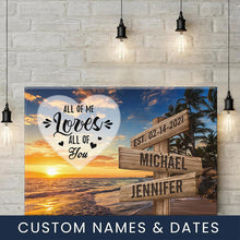 Load image into Gallery viewer, Beach Palm Tree Color All of Me Loves All of You Multi-Names Premium Canvas