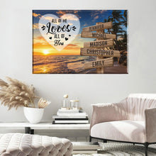 Load image into Gallery viewer, Beach Palm Tree Color All of Me Loves All of You Multi-Names Premium Canvas Poster