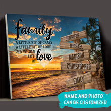 Load image into Gallery viewer, Beach Palm Tree Color A Little Whole Lot of Love Multi-Names Premium Canvas Poster