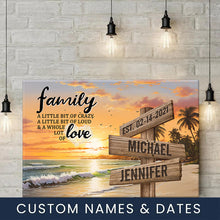 Load image into Gallery viewer, Beach Scenery Color A Little Whole Lot of Love Multi-Names Premium Canvas