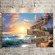 Load image into Gallery viewer, Beach Sunrise Color Multi-Names Premium Canvas Poster