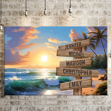 Load image into Gallery viewer, Beach Sunrise Color Multi-Names Premium Canvas Poster