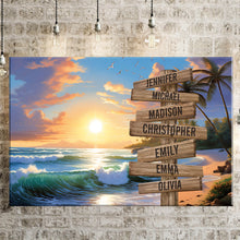 Load image into Gallery viewer, Beach Sunrise Color Multi-Names Premium Canvas Poster