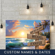 Load image into Gallery viewer, Beach Sunrise Color Multi-Names Premium Canvas