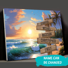Load image into Gallery viewer, Beach Sunrise Color Multi-Names Premium Canvas Poster