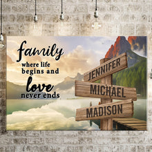 Load image into Gallery viewer, Canyon Dock  Color  Where Life Begins And Love Never Ends Multi-Names Premium Canvas