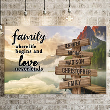 Load image into Gallery viewer, Canyon Dock Color Where Life Begins And Love Never Ends Multi-Names Premium Canvas Poster