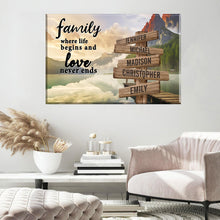 Load image into Gallery viewer, Canyon Dock  Color  Where Life Begins And Love Never Ends Multi-Names Premium Canvas
