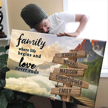 Load image into Gallery viewer, Canyon Dock  Color  Where Life Begins And Love Never Ends Multi-Names Premium Canvas