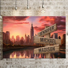 Load image into Gallery viewer, City Sunset Color Multi-Names Premium Canvas