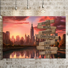 Load image into Gallery viewer, City Sunset Color Multi-Names Premium Canvas