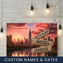 Load image into Gallery viewer, City Sunset Color Multi-Names Premium Canvas