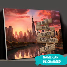 Load image into Gallery viewer, City Sunset Color Multi-Names Premium Canvas