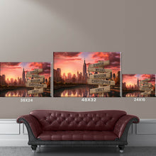 Load image into Gallery viewer, City Sunset Color Multi-Names Premium Canvas