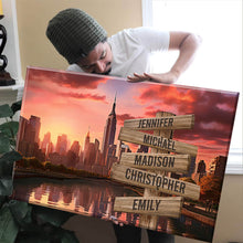 Load image into Gallery viewer, City Sunset Color Multi-Names Premium Canvas