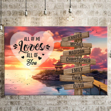 Load image into Gallery viewer, Coast Dusk Color All of Me Loves All of You Multi-Names Premium Canvas
