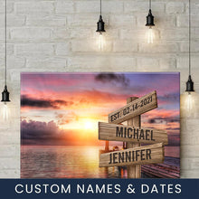 Load image into Gallery viewer, Coast Sunset Color Multi-Names Premium Canvas