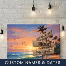 Load image into Gallery viewer, Coconut Palm Beach Color Multi-Names Premium Canvas Poster