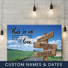 Load image into Gallery viewer, Country Road  Color Personalized "THIS IS US" Multi-Names Premium Canvas