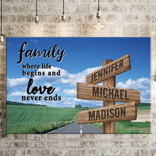 Load image into Gallery viewer, Country Road Color Where Life Begins And Love Never Ends Multi-Names Premium Canvas Poster