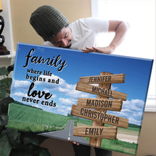 Load image into Gallery viewer, Country Road  Color  Where Life Begins And Love Never Ends Multi-Names Premium Canvas