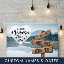 Load image into Gallery viewer, Dreams Interpretation of Lake Color All of Me Loves All of You Multi-Names Premium Canvas