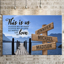 Load image into Gallery viewer, Lake Dock Color Personalized "THIS IS US" Multi-Names Premium Canvas Poster