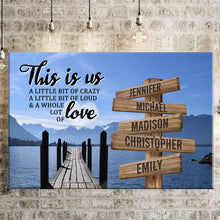 Load image into Gallery viewer, Lake Dock Color Personalized "THIS IS US" Multi-Names Premium Canvas Poster