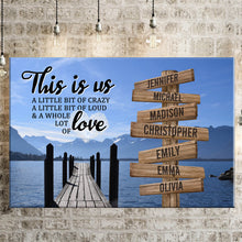 Load image into Gallery viewer, Lake Dock Color Personalized "THIS IS US" Multi-Names Premium Canvas Poster